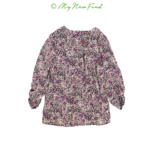 Soprano Nordstrom Girls Top Size 14 3/4 Sleeve Floral Purple Teal Tan NEW B9 - Picture 2 of 2