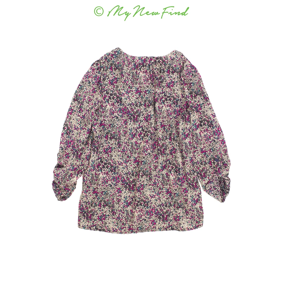 Top Soprano Nordstrom Niñas Talla 14 Manga 3/4 Floral Púrpura Teal Tostado NUEVO B9 Foto 2 de 2