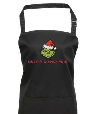 Grinch Schürze Weihnachtsgeschenk bestickt mit Grinch Ihr Text. taschendesign
