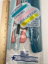 Vintage Big Bag of 20 NEW 80s Style Plastic Hair Combs Pick Super Turquoise Aqua