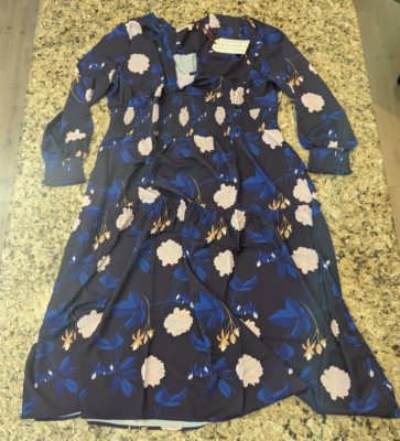 Zina Smocked Waist Long Sleeve Maxi Dress  Floral-Print 3X standards practices