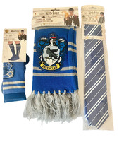 Wizarding World Harry Potter 3 items Ravenclaw Knit Scarf, socks tie - Blue