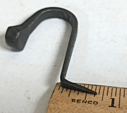 3 New Black Bent 3" Nail Hooks w Drive in Spike Rustic Antique Style 1" J Hanger - Picture 4 of 10