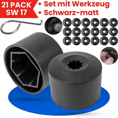 20x Radmutternkappen 19mm + Entfernungswerkzeug - Universal Felgenschutz