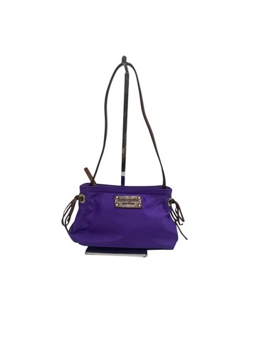 90’s Vintage Kate Spade Purple Nylon And Leather Hobo Shoulder Bag Purse