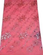 Dark Pink Vintage Dupatta Georgette Embroidered Long Stole Wrap scarf Hijab