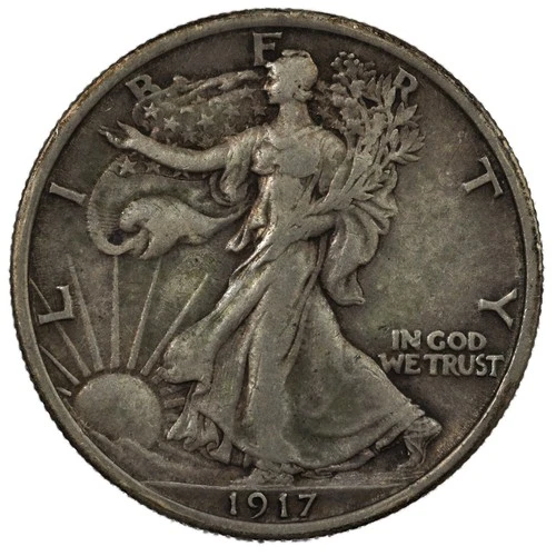 1917-P Walking Liberty Half Dollar 50c XF+ Better Early Date