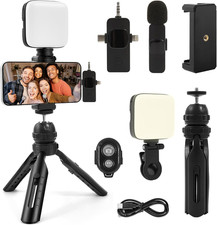Vlogging Kit for Iphone, Android with Tripod, Wireless Lavalier Microphone, Self