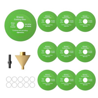 Diamond Beveling Chamfer Bit with 10 pcs Glass Cutting Disc for Angle...