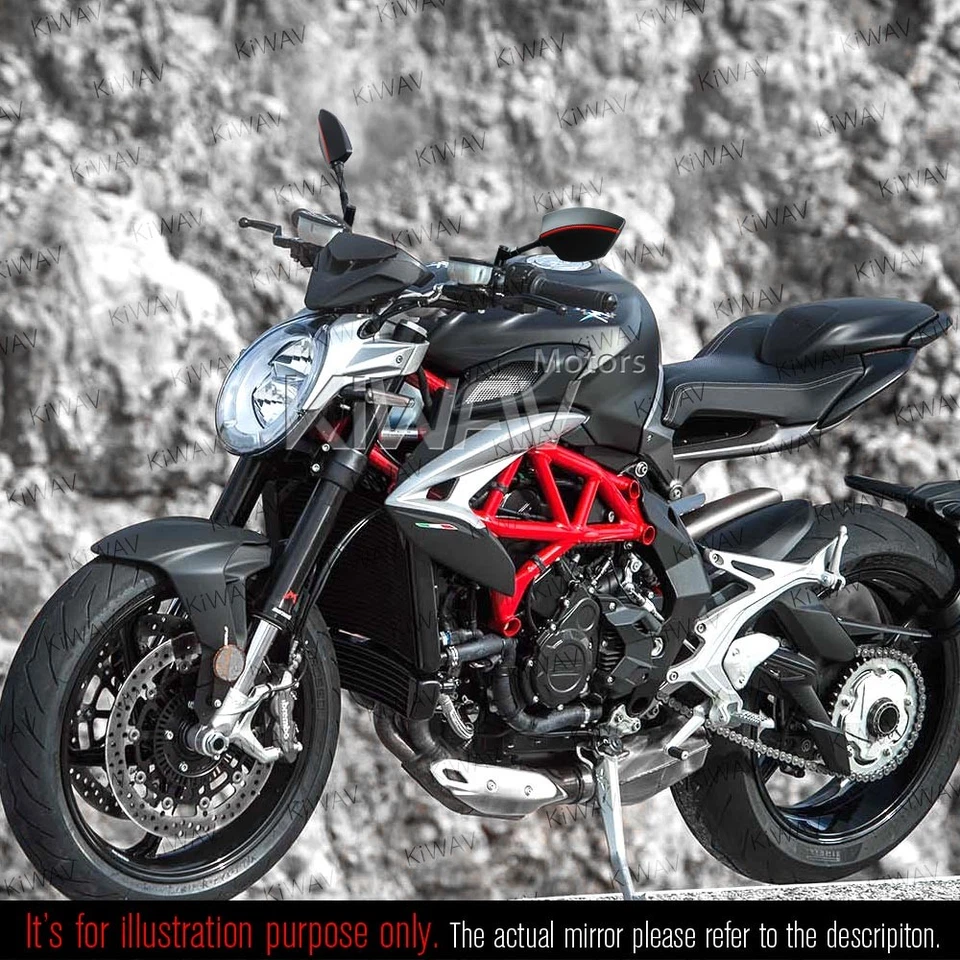 Espejo KiWAV Redline negro + rojo raya convexo vista más amplia se adapta a mocoso bobber Foto 3 de 4