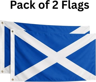 SCOTLAND Flag (Pack of 2) Scottish Saltire Flags 5ft x 3ft Burns Night St Andrew