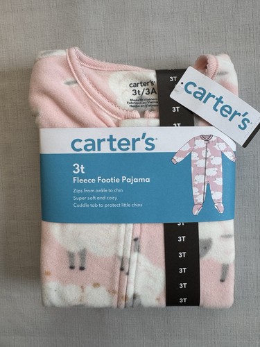 Neu mit Etikett Carter's Mädchen Fleece Footie Pyjama, hellrosa Schaf, Größe 3T - Bild 2 von 2