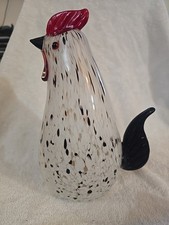Hand Blown Art Glass Large Rooster Figurine Statue Murano Style,11  x 7 1/2  