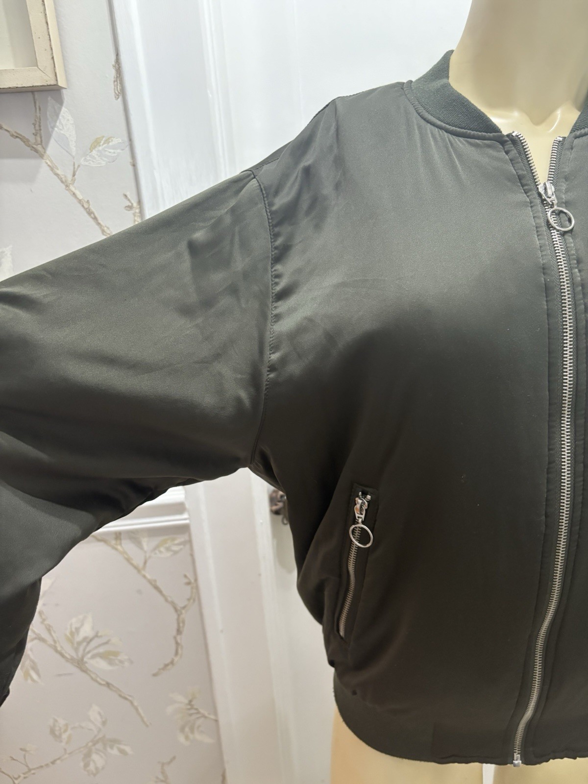 Zara Basic Lightweight Bomber Green Oversized Jac… - image 3