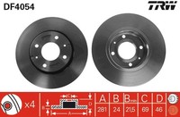 2X TRW Bremsscheibe DF4054 FüR Volvo S40 V40 Mitsubishi 644 645 Carisma 1 Blu