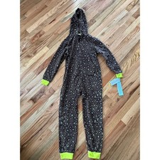 Cat Jack Kids Dinosaur Scale Hooded Suit Fleece Pajamas Green Brown S 6/7