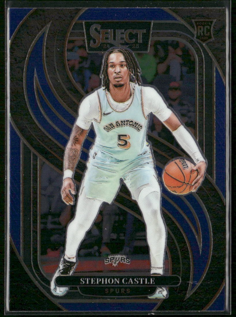 2024-25 Panini Select #175 Stephon Castle Blue (Retail) San Antonio Spurs