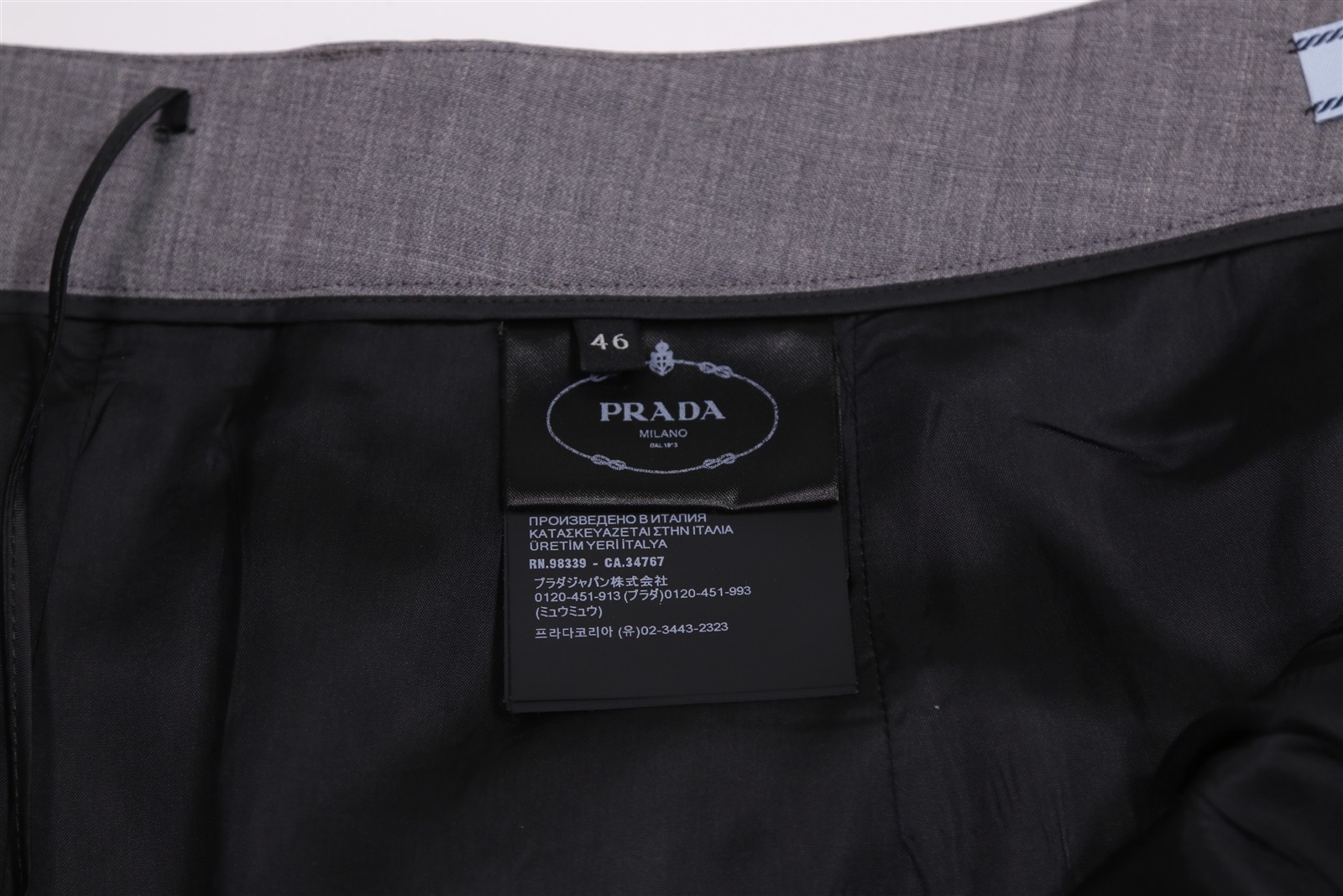 Prada Milano Womens Solid Light Gray Pleated Wide… - image 7