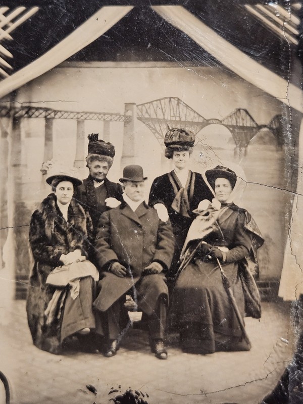 RARE - Forth Bridge Scotland Group Tintype Photograph