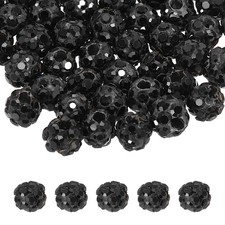 100 Pcs 4mm Black Rhinestone Polymer Fancy Beads for DIY Jewelry Making