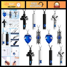 12 Pcs Cremation Urn Necklace Set - Heart Cross Memorial Jewelry for Ashes