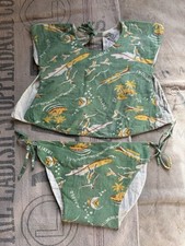 Vintage 1940s Kids Hawaiian Barkcloth Novelty Print Swimsuit 20-24  Waist