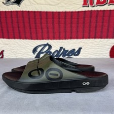 Size 13 - OOFOS OOahh Men  s Army Green Black Recovery Sport Slide On Sandals
