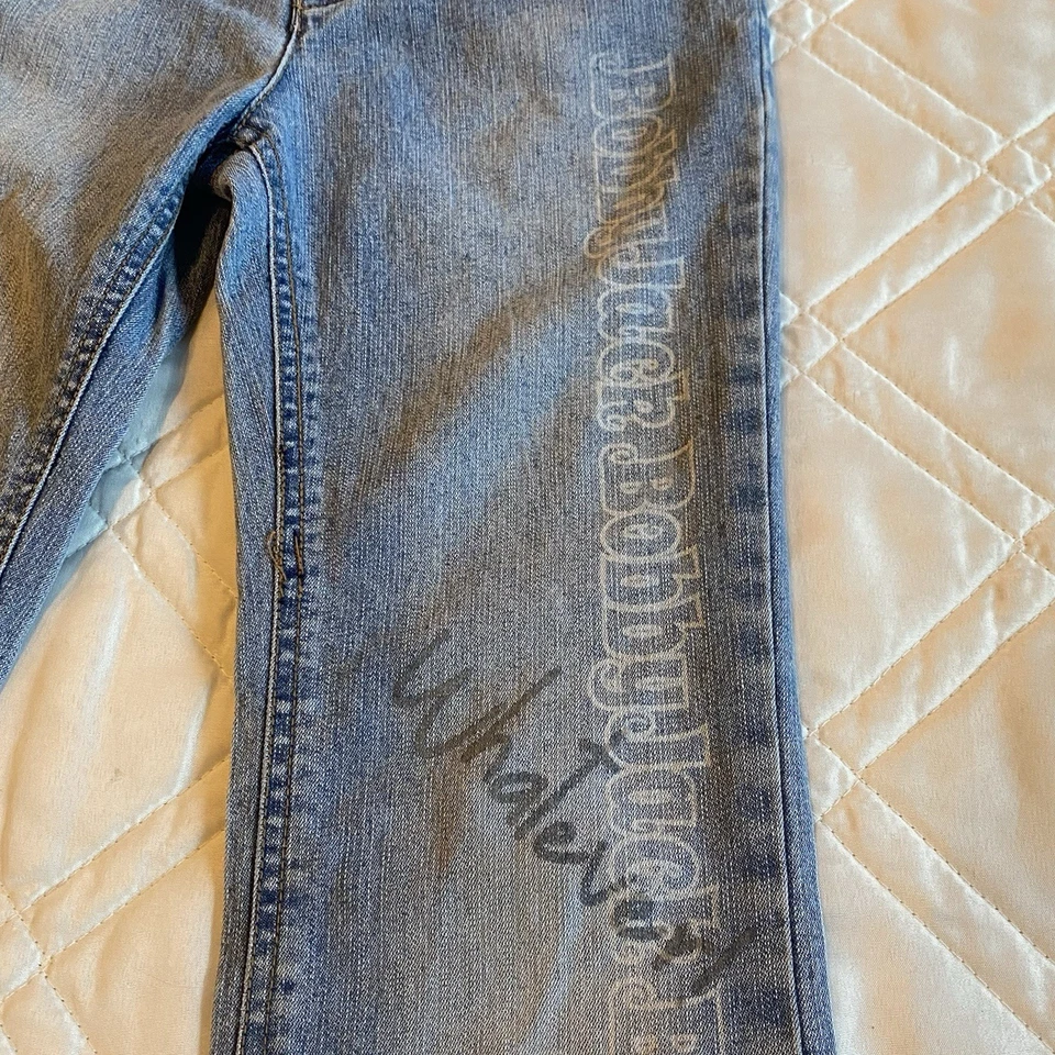 复古 Y2K 原装 Bobby Jack 女孩牛仔裤 8 码猴子标志喇叭腿 — 第 4/4 张图片