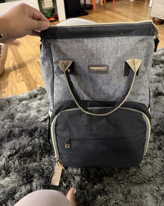 GAIVP Diaper Bag Backpack w/ Changing Pad, Insulated Pockets, Large Gray
