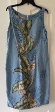 Hilo Hattie  s Hawaiian Dress XL Blue Tropical Floral Rayon Made Hawaii