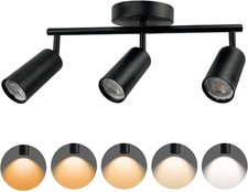 3-Light LED Track Lighting Kit with 3 GU10 Bulbs, Black Ceiling Fixture