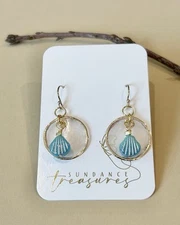 Natural Capiz Shell Aqua Czech Glass Shell Gold Fill Earrings Sundance Treasures