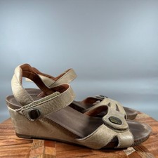 Taos Carousel Leather Wedge Sandals Taupe Tan EU 42 US 11 Hook Loop Straps