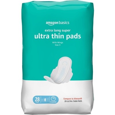 Ultra Thin Period Pads with Flexi-Wings Extra Long Super Absorbent Unscented