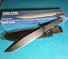 Vintage Cold Steel Trail Master Carbon V Bowie Knife USA Black W Sheath & Box 