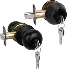 HOSOM Entry Door Knob and Single Cylinder Deadbolt Set, Door Knob with Lock and 