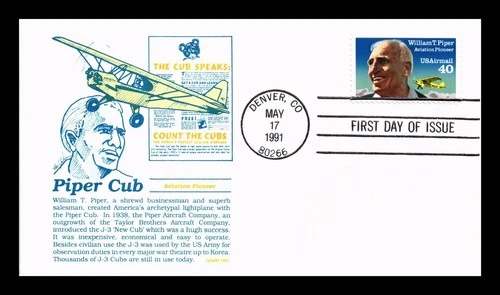 DR JIM STAMPS US COVER WILLIAM T PIPER AVIATION PIONEER AIR MAIL FDC GAMM CACHET