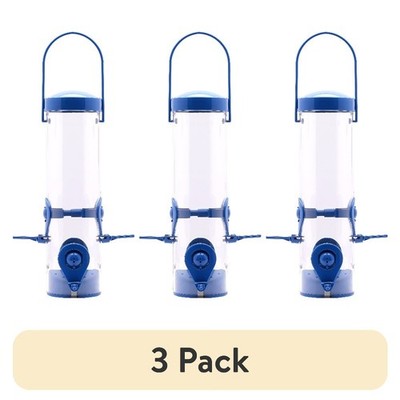 (3 pack) Perky Pet Navy 2-in-1 Tube Wild Bird Feeder, Blue