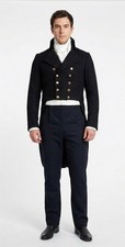 Men's Black Wool Victorian Tailcoat, Regency Victorian Steampunk Coat
