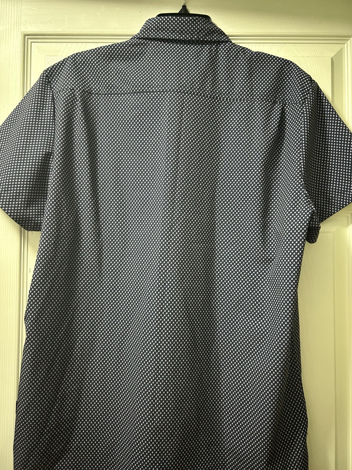 Kenneth Cole Men’s Black Slim Fit Short Sleeve Button Up Shirt - L