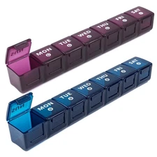 2-Pack Weekly Large Pill Organizer for Travel, 7 Day Pill Boxes and Organizer...