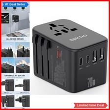 Universal Travel Adapter 70W GaN PD 3 USB-C 2 USB-A Worldwide Plug 200 Countries