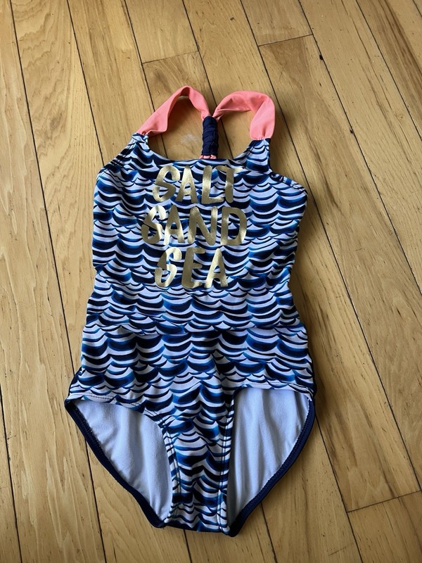 Girls One Piece Swimsuit, Cat& Jack , Medium 7/8, Salt Sand Sea