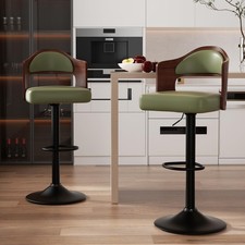 Modern Green Swivel Bar Stools Set of 2 Counter Height with Back Footrest