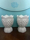 Rare! VTG Fenton Hobnail Milk Glass Double Egg Cup, Fenton Art Glass Pair