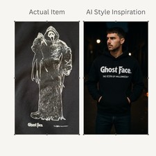 Ghost Face Icon of Halloween Hoodie Black Size Large Horror Movie Holiday Scary