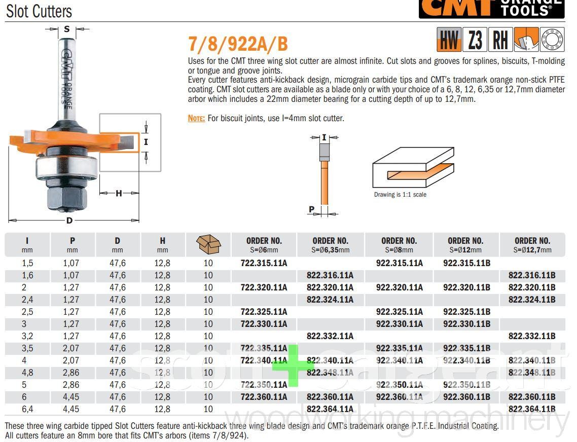 CMT 722 Slot Cutter TCT S-6 D-47.6X1.5 Price is Inc VAT@20%