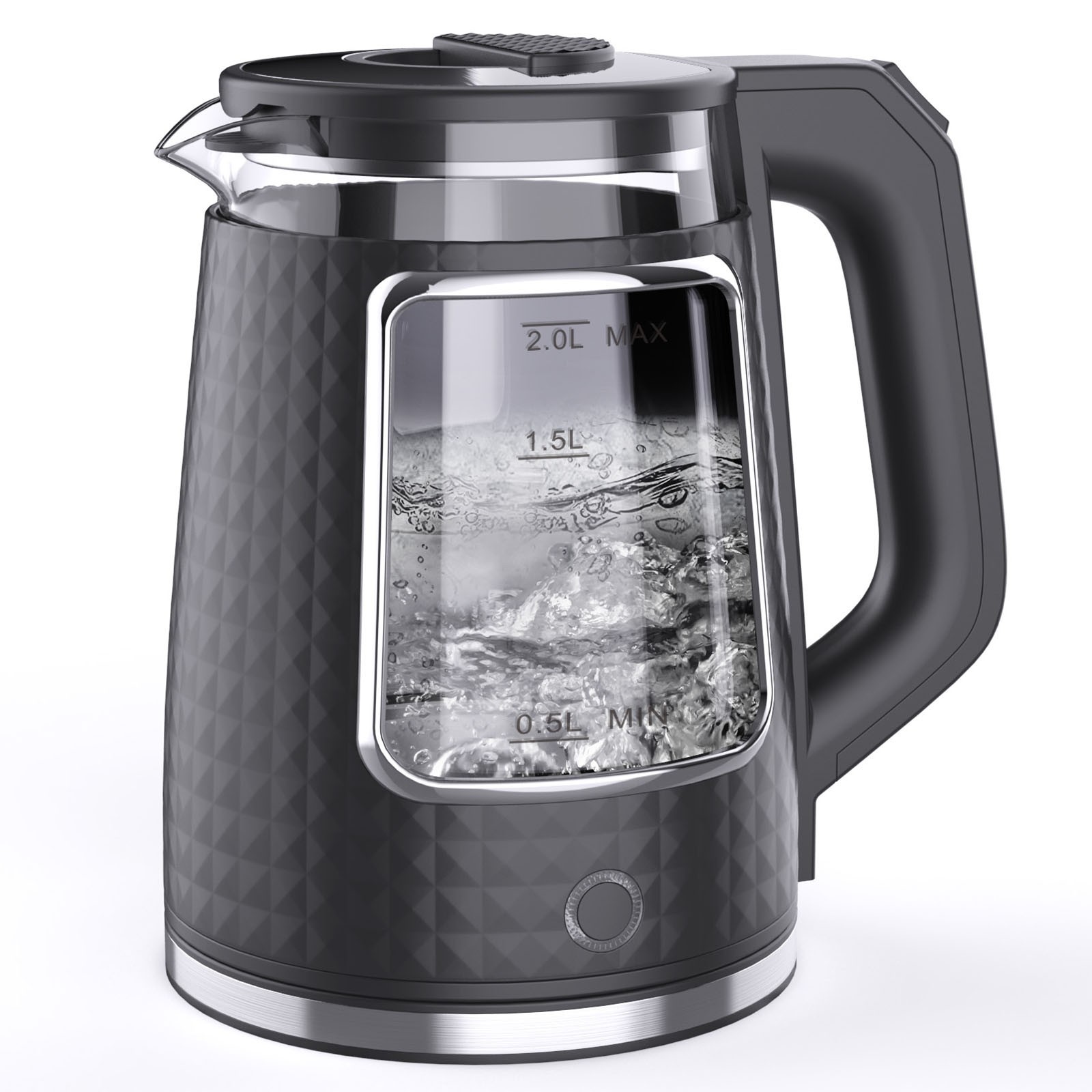 Electric Kettle 2L Auto Shut-Off 1000W Viewing Window Cool Touch Keep Warm,Black