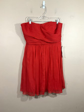J Crew Arabelle Silk Chiffon Strapless Mini Dress 14 Coral Bridesmaid Formal NWT