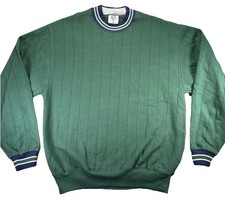 VTG Jerzees Super Sweats Ringer Pullover Crewneck Sweater Green M Sweatshirt 90s